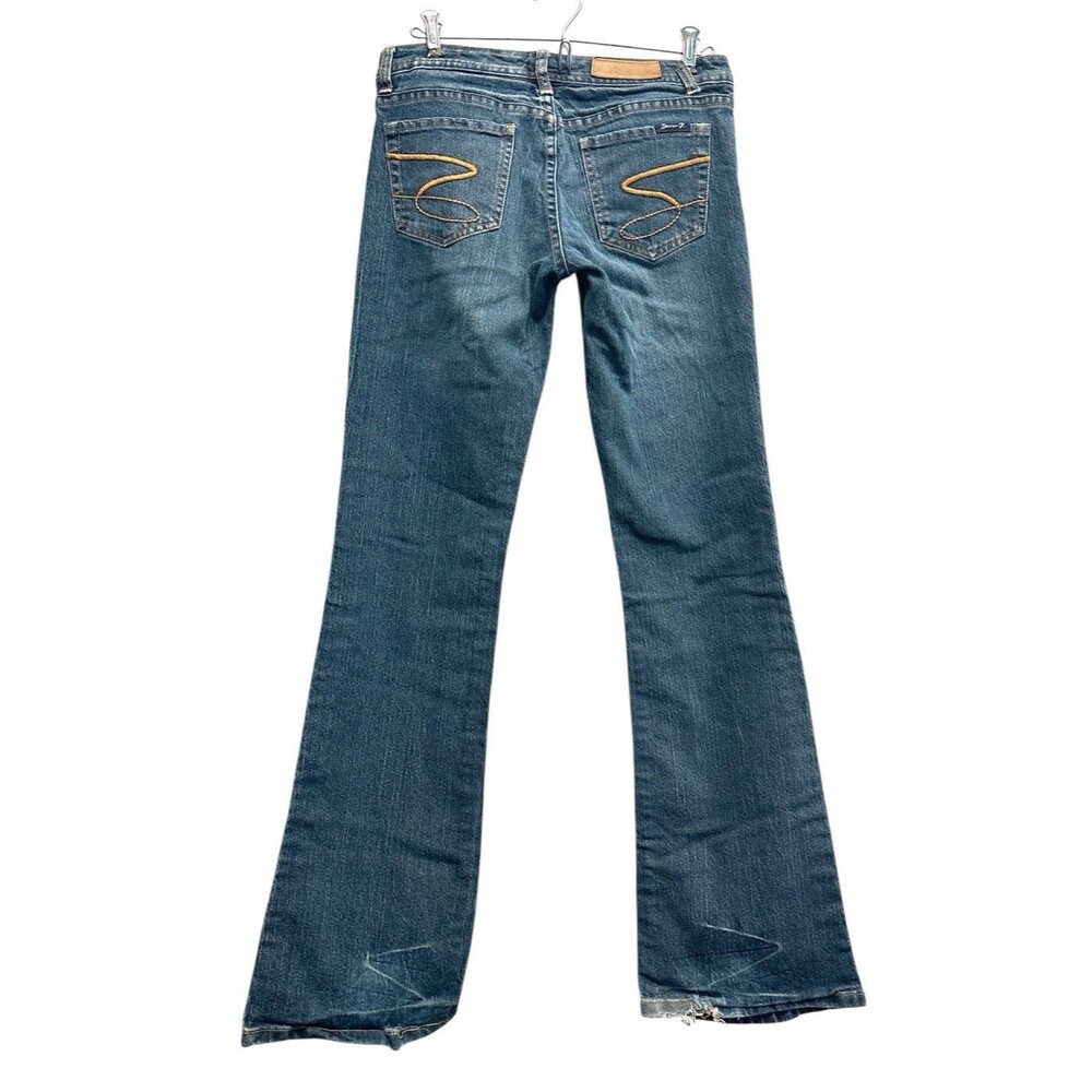 VTG Seven7 Size 29x31 Low Rise Flare Jeans Embroidered Pockets Denim Y2K - Picture 6 of 11